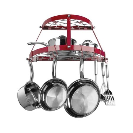 Range Kleen Range Kleen CW6003 2 Shelf Wall Mount Red Pot Rack CW6003